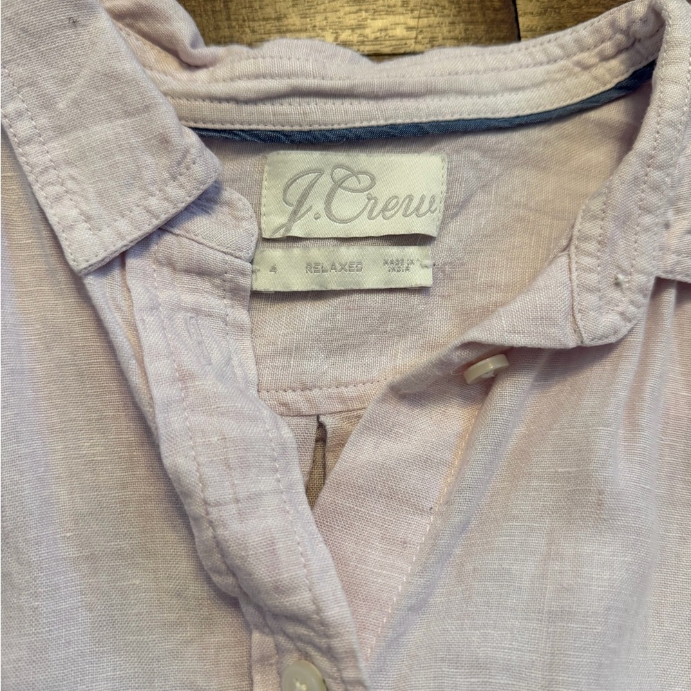 J. Crew Pale Pink Linen Button-Down Shirt - Picture 2 of 2